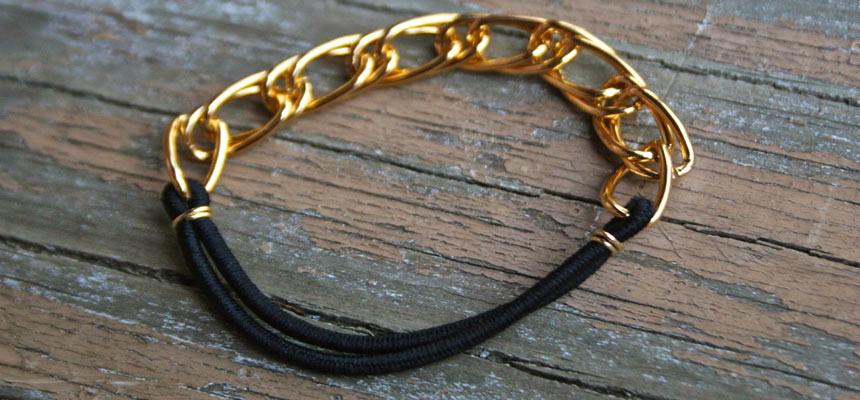 DIY chain and hair tie bracelets