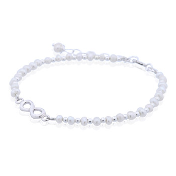 Infinity Freshwater Pearl & Sterling Silver Beads Bracelet by BeYindi 2