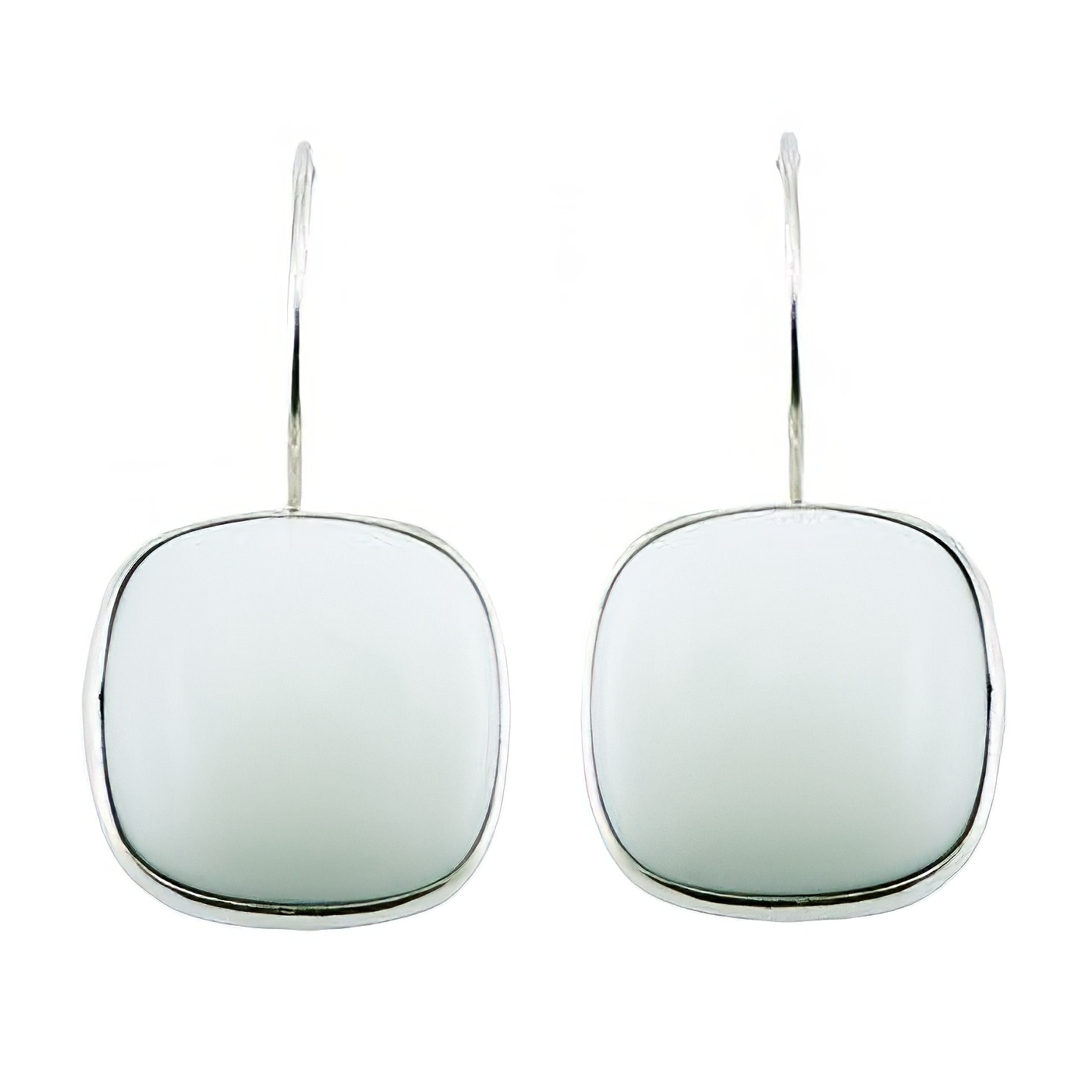 Gorgeous white square smoothed hydro quartz sterling silver earrings by BeYindi 