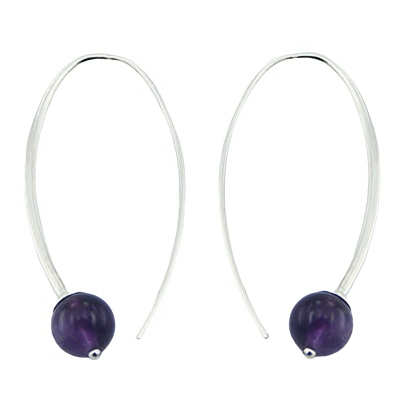 Violet amethyst sterling silver fixed hooks beads earrings by BeYindi 