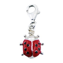 Red enameled adorable ladybird figure sterling silver charm by BeYindi