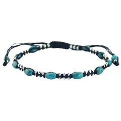 Macrame bracelet with twelve turquoise oval gems and silver beads by BeYindi 