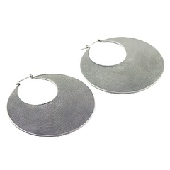 Exquisite antiqued 50 mm round ornamented soldered hoops silver earrings by BeYindi 