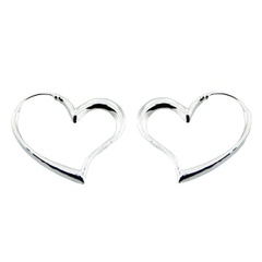 Cute heart shaped tube fastening hoop sterling silver earrings by BeYindi