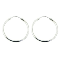 Endless round wire polished sterling silver 40 mm hoop earrings by BeYindi