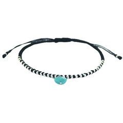 Macrame Bracelet Multiple Silver Beads & Faceted Turquoise Heart by BeYindi 