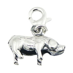 Chinese Zodiac Pig Or Boar Charm Antiqued Sterling Silver by BeYindi