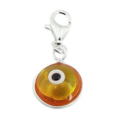 Dashing Orange Glass 925 Sterling Silver Evil Eye Clip-On Charm by BeYindi
