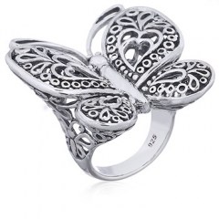 Butterfly Statement Ring in Sterling Silver by BeYindi