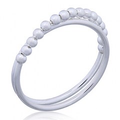 925 Sterling Silver Bead Ring Double Band by BeYindi