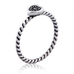Heart Ring with Braided Rope in Sterling Silver by BeYindi