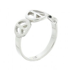 925 Sterling Silver Triple Peace Symbol Ring by BeYindi
