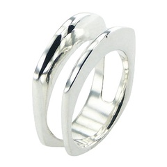 Stylish Two In One Smoothed 925 Silver Angular Shaped Bands by BeYindi