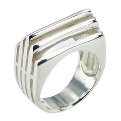 Art Nouveau Conical Rectangular Open Silver Designer Ring by BeYindi