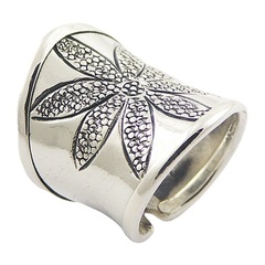 Grand Ornate Sterling Silver Cylinder Flower Ring by BeYindi