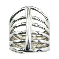 Tapering Six Bands Sterling Silver Ring With Vertical Line by BeYindi 