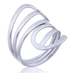 Open Drop Shaped Wire Elements Silver Ring by BeYindi