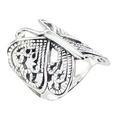 Ornate 925 Silver Butterfly Ring Art Nouveau Openwork by BeYindi