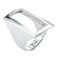 Bold Plain Sterling Silver Open Rectangular Minimalistic Ring by BeYindi 2