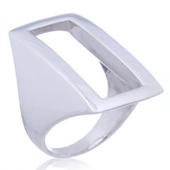 Bold Plain Sterling Silver Open Rectangular Minimalistic Ring by BeYindi