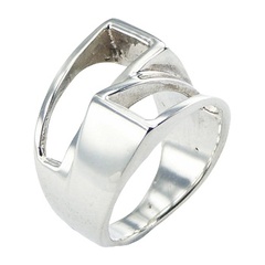 Fashionable Shifted Open Silver Trapeziums Designer Ring by BeYindi