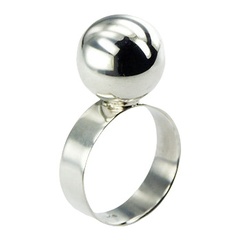 Plain Sterling Silver Band Topped By Charming Shiny Sphere by BeYindi