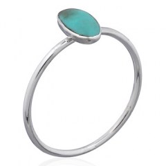 Oval Turquoise Silver Stack Ring by BeYindi