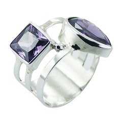 Cubic Zirconia Sterling Silver Gemstone Ring Opposing Shapes by BeYindi