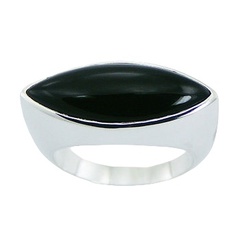 Smart Marquise Shape Black Agate Gem Sterling Silver Ring by BeYindi 2