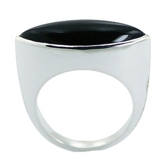Smart Marquise Shape Black Agate Gem Sterling Silver Ring by BeYindi 