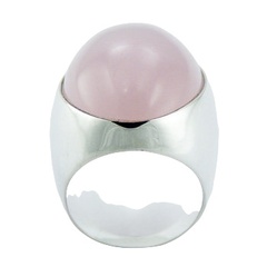 Silver Ring Bold Pink Oval Hydro Quartz Cabochon by BeYindi 