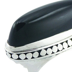 Ornate Sterling Silver Elliptic Black Agate Gemstone Ring by BeYindi 3