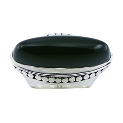 Ornate Sterling Silver Elliptic Black Agate Gemstone Ring by BeYindi 2