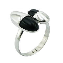 High-End Fashion Combo Black Agate Gems Sterling Silver Ring by BeYindi