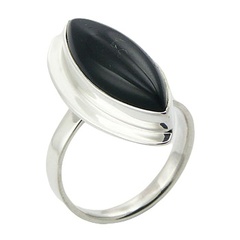 Marquise Shape Black Agate Cabochon Trendy Ring Design by BeYindi