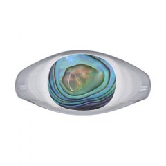 Silver Corners Rounded Rectangle Abalone Shell Ring by BeYindi 