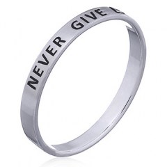 "Never Give Up" Sterling Silver Band Ring by BeYindi