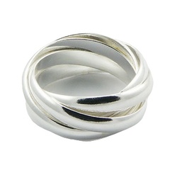 Quadruple Round Section Bands Sterling Silver Cluster Ring by BeYindi