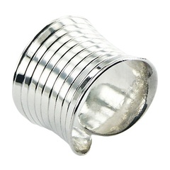 Fancy Fluted Concaved Sterling Silver Shiny Cylinder Ring by BeYindi