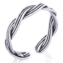 Two Strand Closed Weave Braided 925 Silver Toe Ring by BeYindi