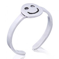 Happy Face Sterling Silver Toe Ring Antiqued Accents by BeYindi