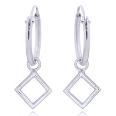 Open Square Sterling Silver Mini Hoop Earrings by BeYindi