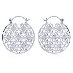 Silver Honeycomb Grid Hoop Earrings by BeYindi