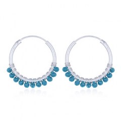 Sterling Silver Blue Apatite Hoop Earrings by BeYindi