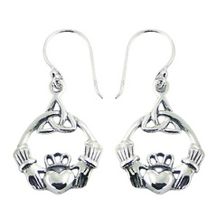 Irish Sterling Silver Claddagh Dangle Earrings Trinity Knot by BeYindi