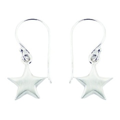 Cute Brushed Finish Plain 925 Silver Star Dangle Earrings by BeYindi