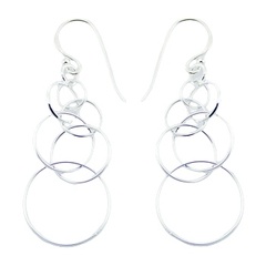 Cute Sterling Silver Dangle Earrings Airy Cluster Of Hoops by BeYindi