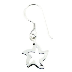 Small Sterling Silver Cute Open Stars Dangle Earrings by BeYindi 2