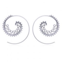Silver Spiral Earrings Rows of Dots and Twirls by BeYindi