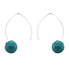 Turquoise Beads 925 Sterling Silver Gemstone Drop Earrings by BeYindi